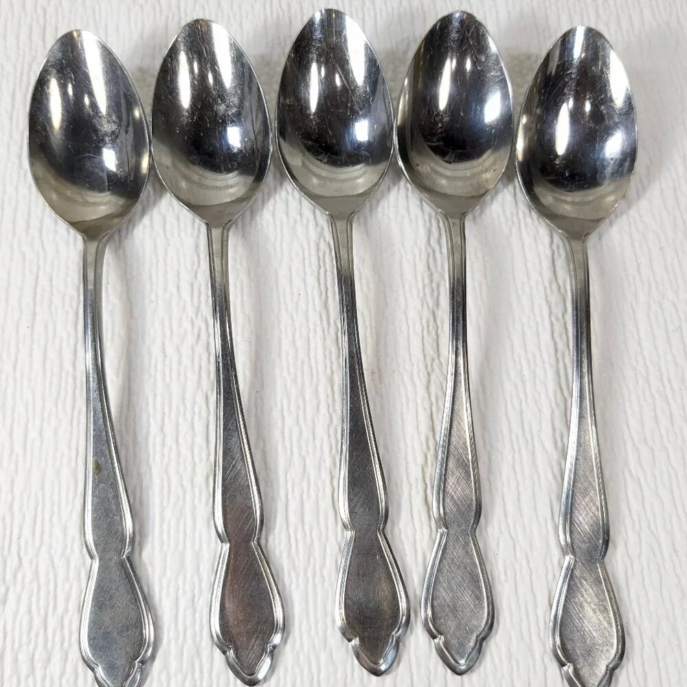 Vintage The Cellar LIVINGSTON place oval soup spoon SET 5 Stainless‎ steel